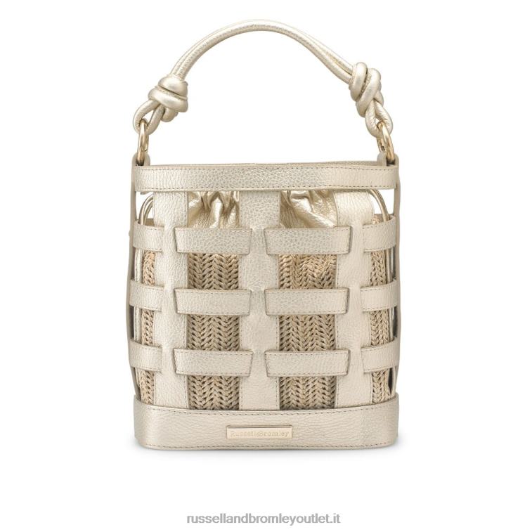metallico V0V4J743Russell And Bromley borsa a secchiello in tessuto intrecciato a griglia