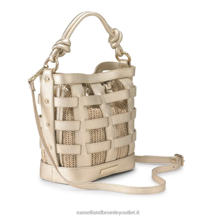 metallico V0V4J743Russell And Bromley borsa a secchiello in tessuto intrecciato a griglia