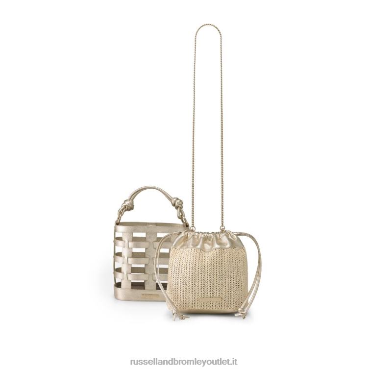 metallico V0V4J743Russell And Bromley borsa a secchiello in tessuto intrecciato a griglia
