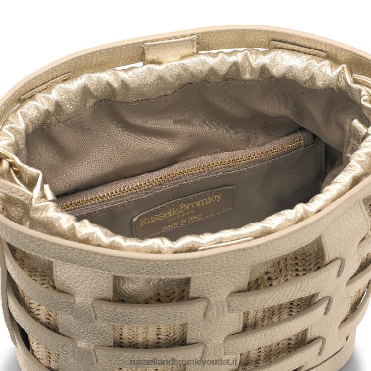 metallico V0V4J743Russell And Bromley borsa a secchiello in tessuto intrecciato a griglia
