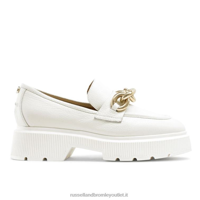 bianco V0V4J199 donne Russell And Bromley ringo mocassino ad anello pesante