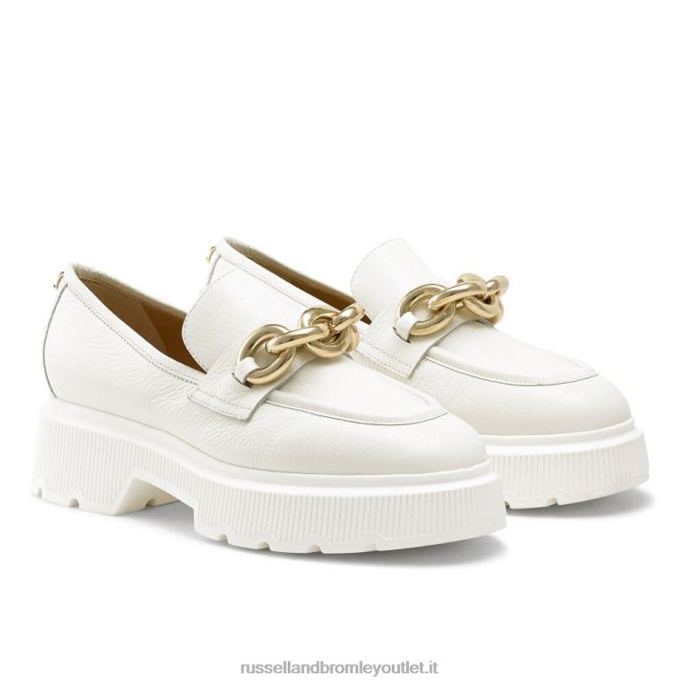 bianco V0V4J199 donne Russell And Bromley ringo mocassino ad anello pesante