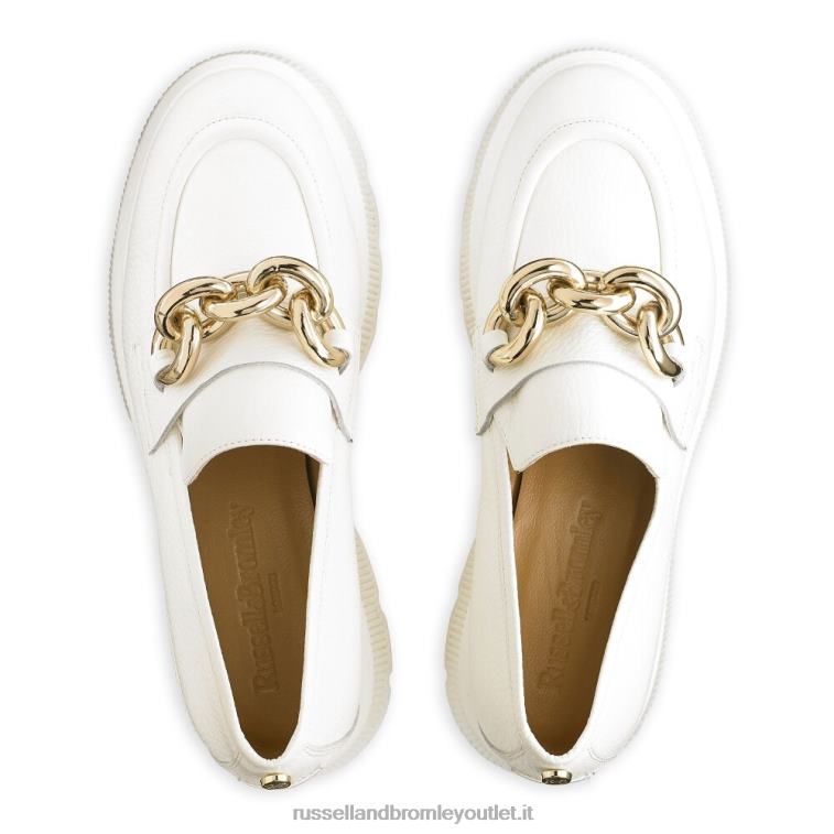 bianco V0V4J199 donne Russell And Bromley ringo mocassino ad anello pesante