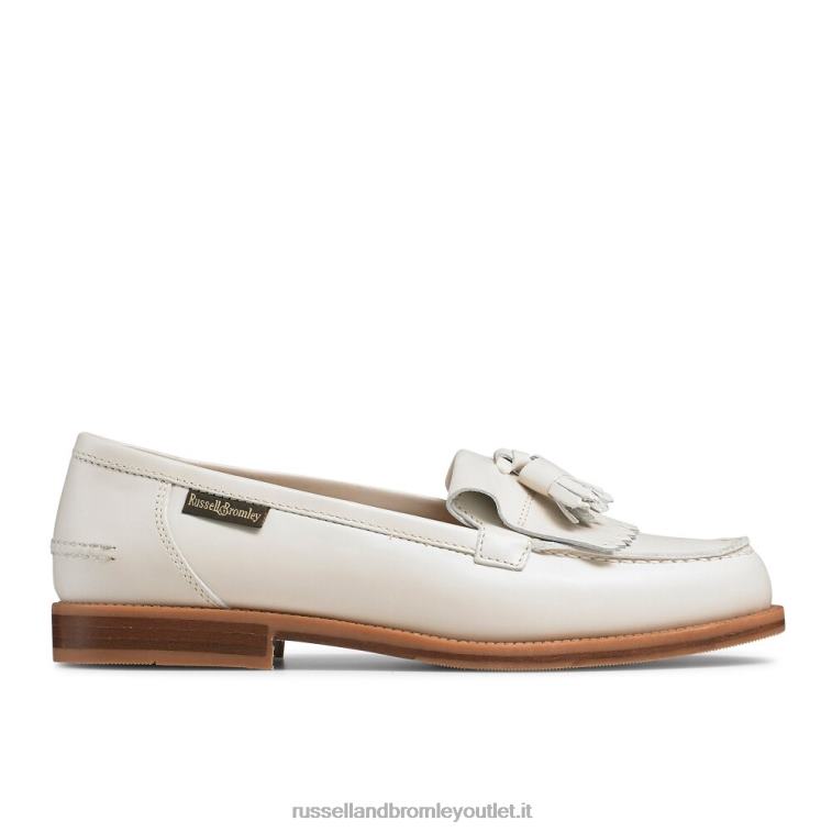 bianco V0V4J216 donne Russell And Bromley mocassino chester con nappine e frange