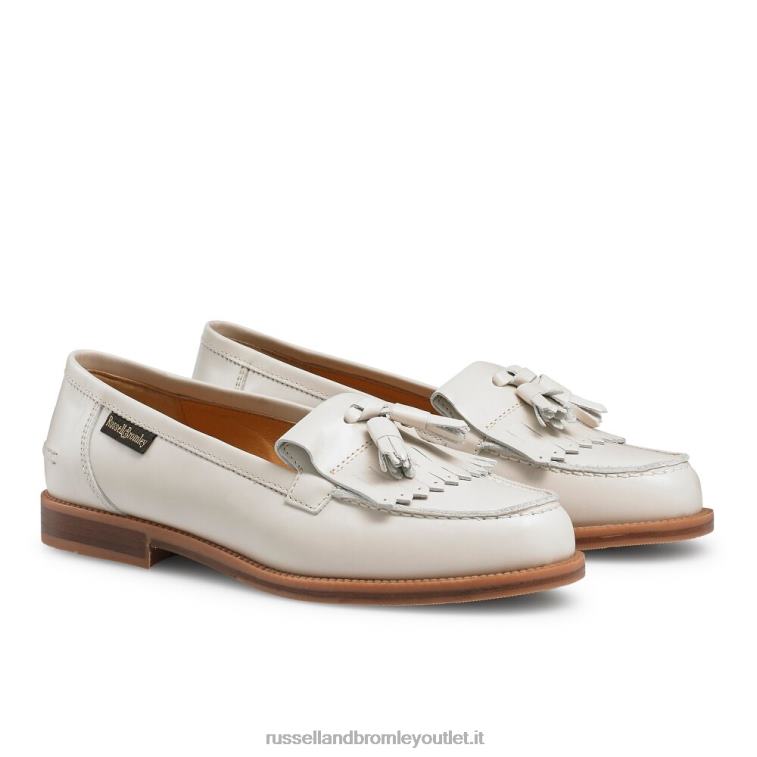 bianco V0V4J216 donne Russell And Bromley mocassino chester con nappine e frange
