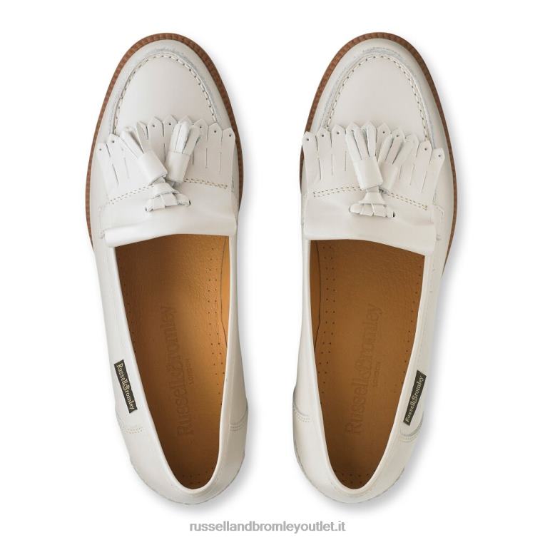 bianco V0V4J216 donne Russell And Bromley mocassino chester con nappine e frange
