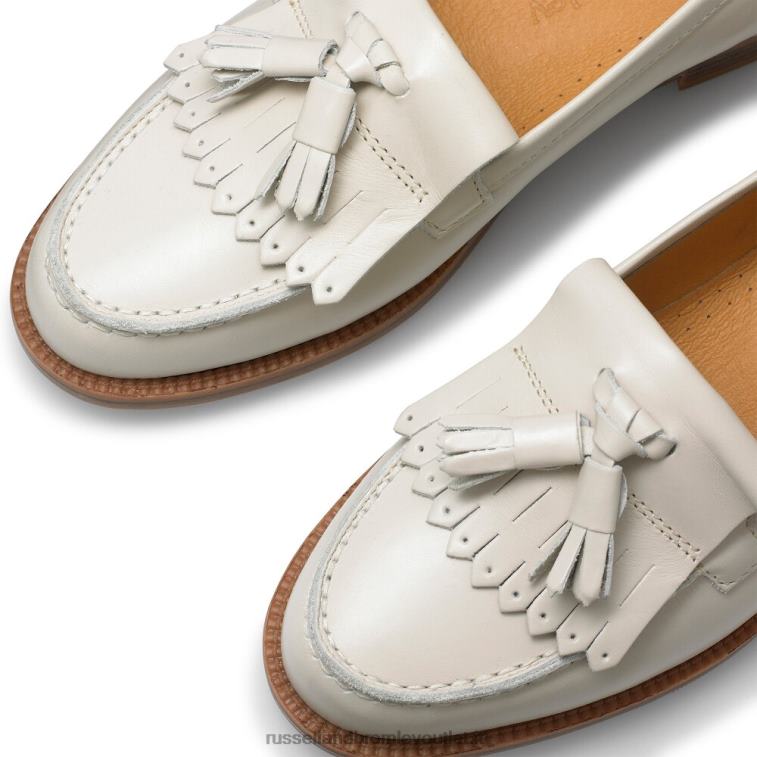 bianco V0V4J216 donne Russell And Bromley mocassino chester con nappine e frange