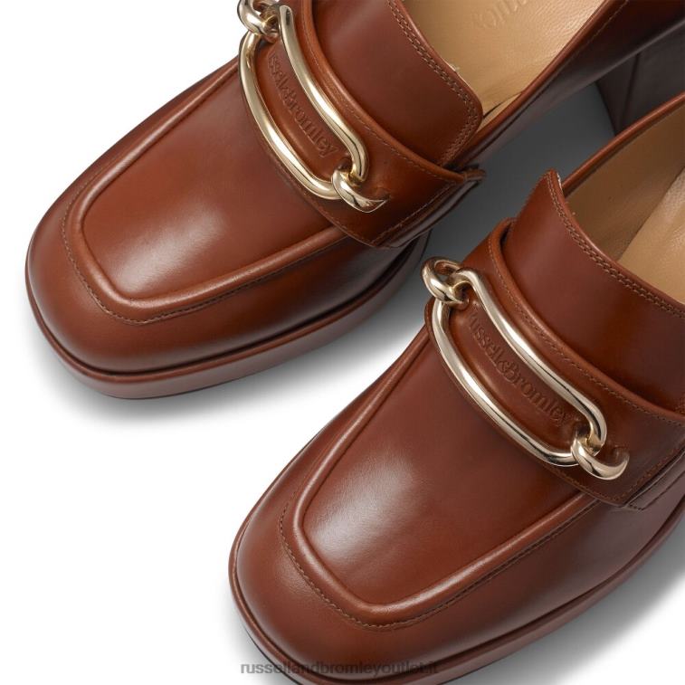 marrone V0V4J109 donne Russell And Bromley mocassino con plateau a blocchi
