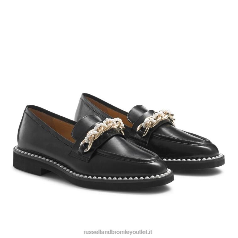 nero V0V4J224 donne Russell And Bromley mocassino con catena di perle cleopatra