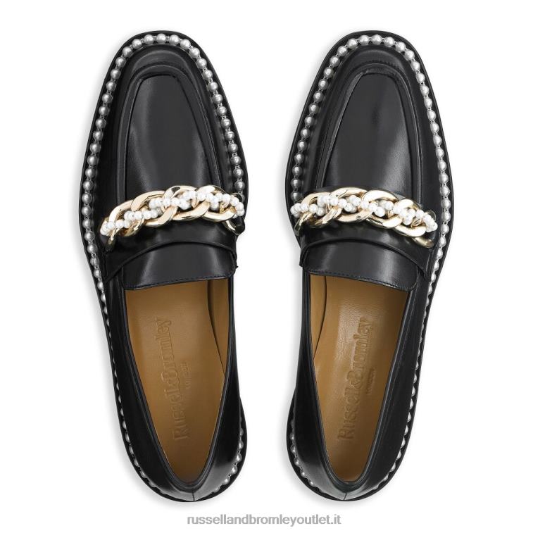 nero V0V4J224 donne Russell And Bromley mocassino con catena di perle cleopatra