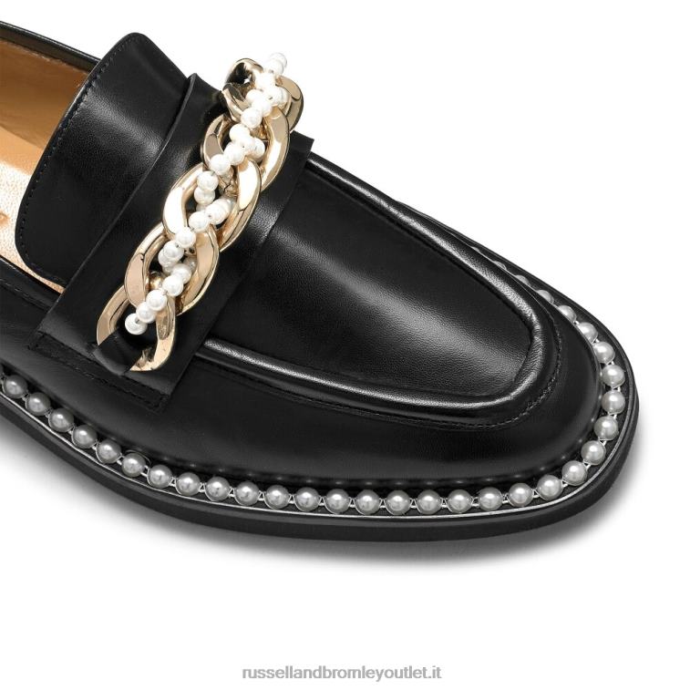 nero V0V4J224 donne Russell And Bromley mocassino con catena di perle cleopatra