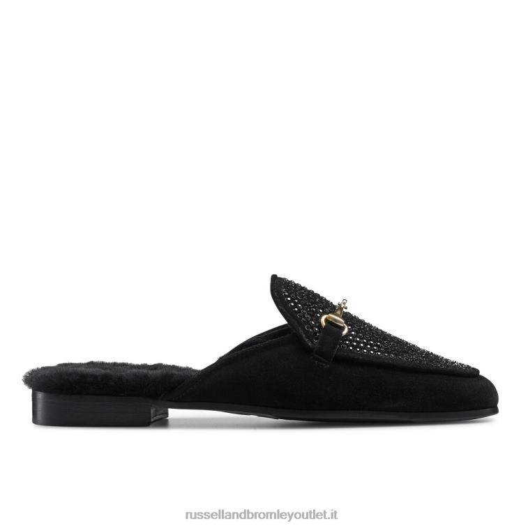 nero V0V4J228 donne Russell And Bromley loafermule mocassino senza schienale impreziosito
