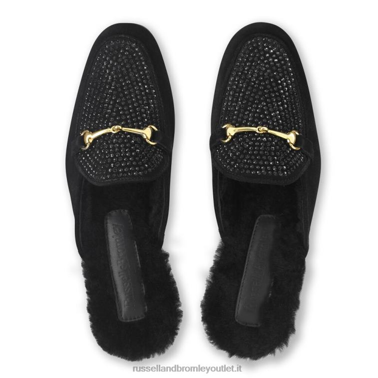 nero V0V4J228 donne Russell And Bromley loafermule mocassino senza schienale impreziosito