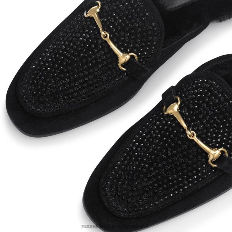 nero V0V4J228 donne Russell And Bromley loafermule mocassino senza schienale impreziosito