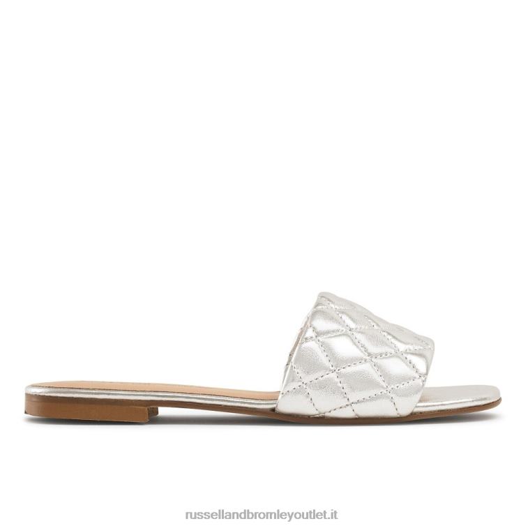 argento V0V4J397 donne Russell And Bromley quiltmule sabot piatto trapuntato