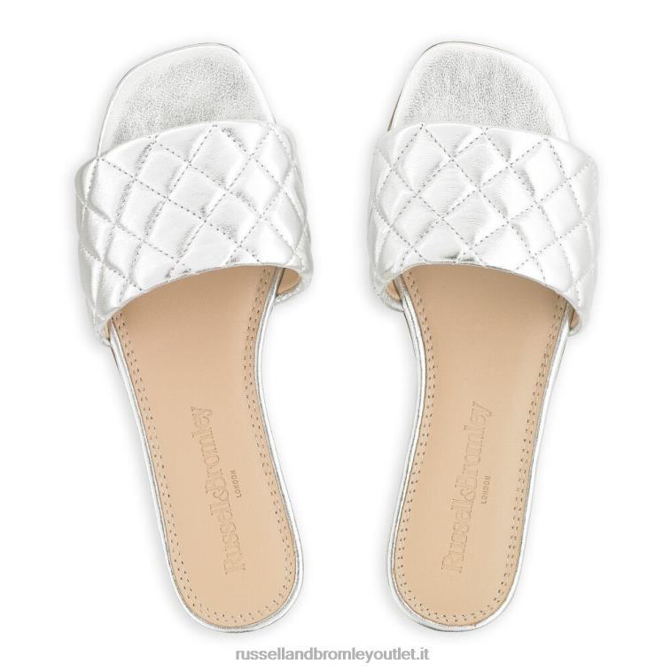 argento V0V4J397 donne Russell And Bromley quiltmule sabot piatto trapuntato