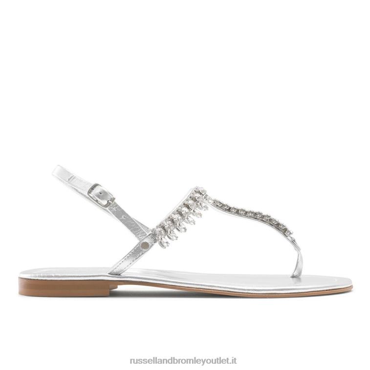 argento V0V4J404 donne Russell And Bromley sandalo impreziosito da cristalli
