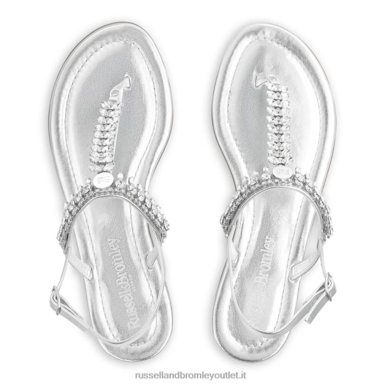 argento V0V4J404 donne Russell And Bromley sandalo impreziosito da cristalli