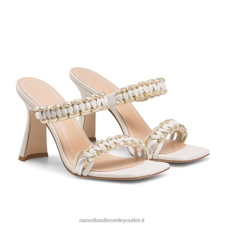 bianco V0V4J422 donne Russell And Bromley mulo sunrise con doppio cinturino intrecciato