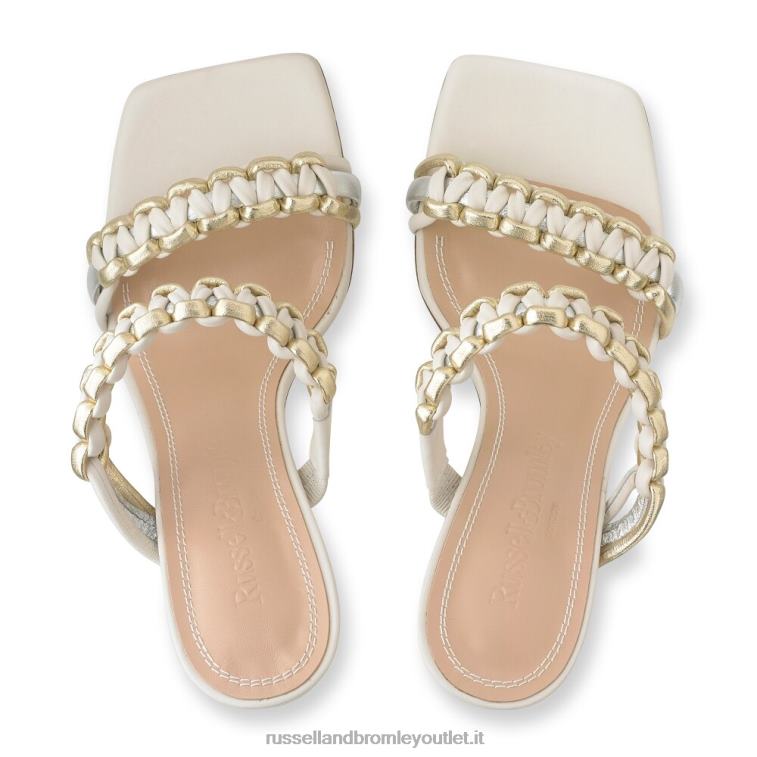 bianco V0V4J422 donne Russell And Bromley mulo sunrise con doppio cinturino intrecciato