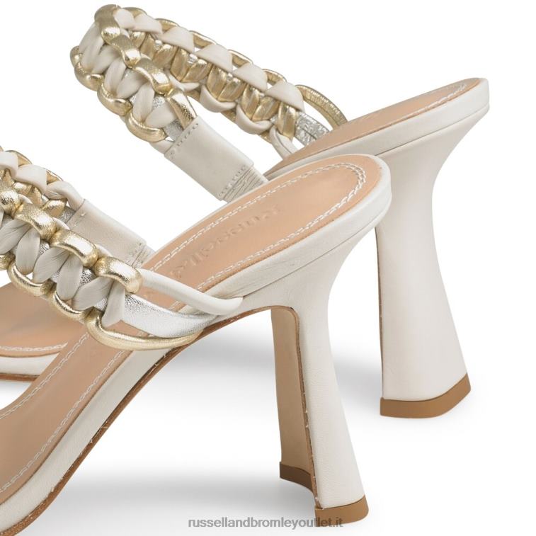 bianco V0V4J422 donne Russell And Bromley mulo sunrise con doppio cinturino intrecciato
