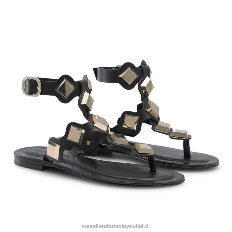 nero V0V4J371 donne Russell And Bromley sandalo infradito con punta tempestata di medaglie