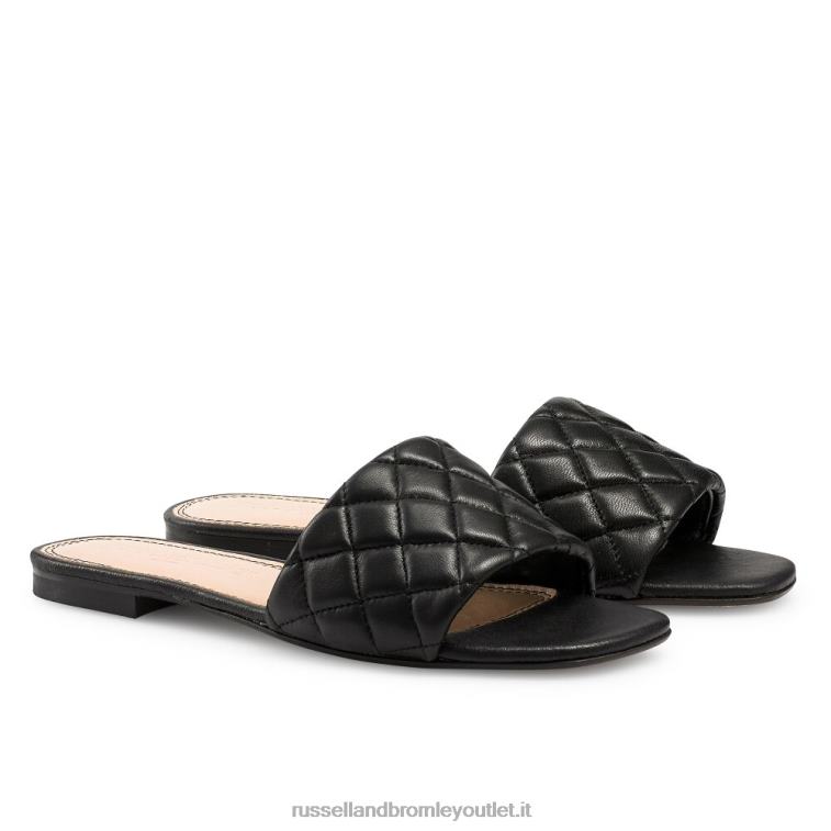 nero V0V4J411 donne Russell And Bromley quiltmule sabot piatto trapuntato