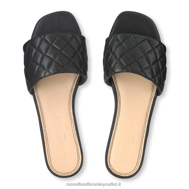 nero V0V4J411 donne Russell And Bromley quiltmule sabot piatto trapuntato