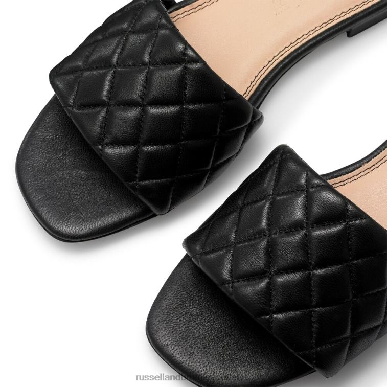 nero V0V4J411 donne Russell And Bromley quiltmule sabot piatto trapuntato