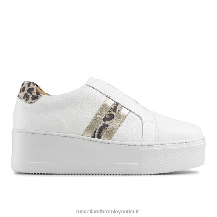 bianco V0V4J11 donne Russell And Bromley sneaker flatform a righe