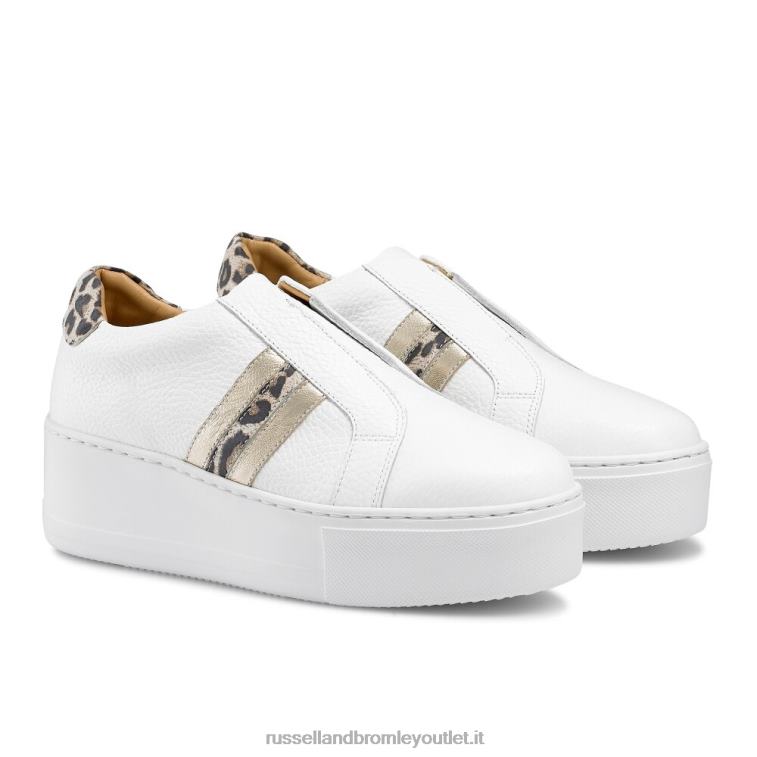 bianco V0V4J11 donne Russell And Bromley sneaker flatform a righe