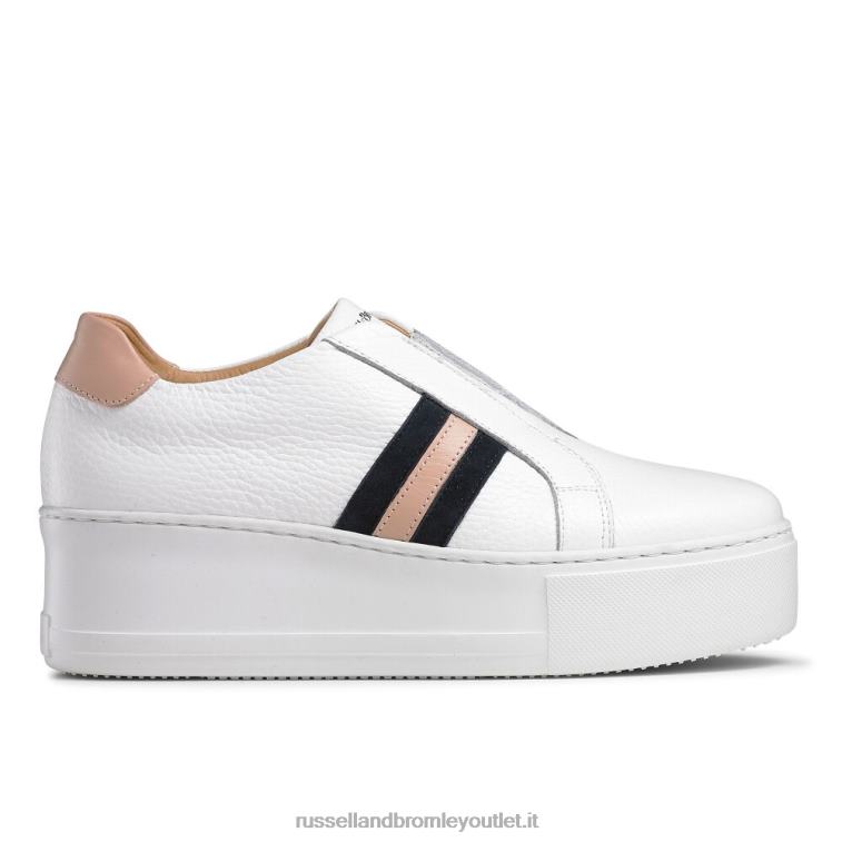 bianco V0V4J12 donne Russell And Bromley sneaker flatform a righe