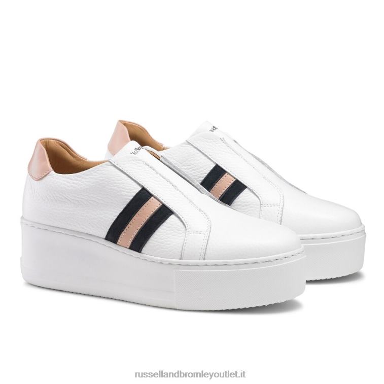 bianco V0V4J12 donne Russell And Bromley sneaker flatform a righe