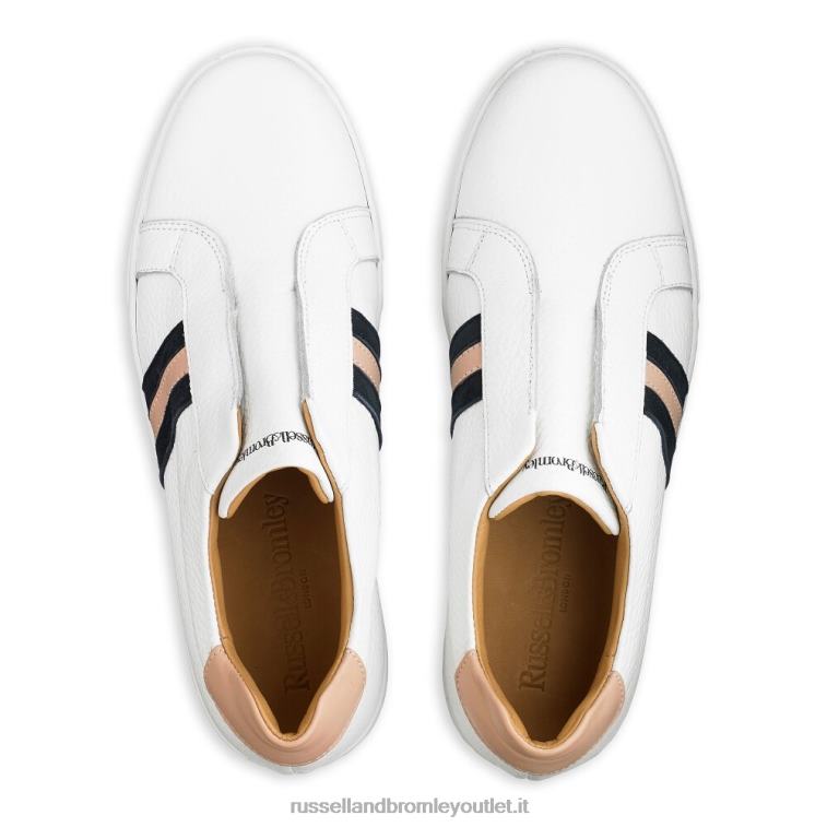 bianco V0V4J12 donne Russell And Bromley sneaker flatform a righe