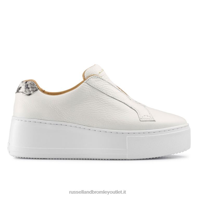 bianco V0V4J2 donne Russell And Bromley park up sneaker flatform senza lacci