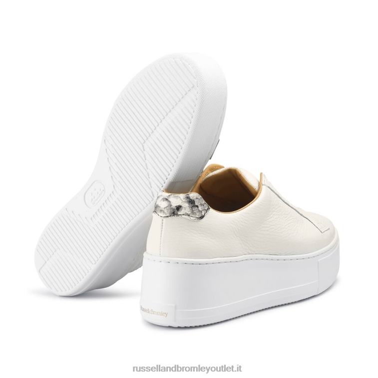 bianco V0V4J2 donne Russell And Bromley park up sneaker flatform senza lacci