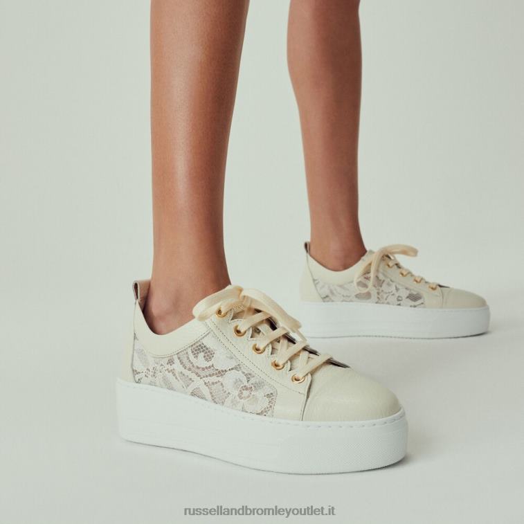 bianco V0V4J78 donne Russell And Bromley sneaker in pizzo Boardwalk
