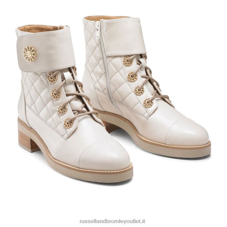 bianco V0V4J284 donne Russell And Bromley stivale stringato trapuntato ringaroses