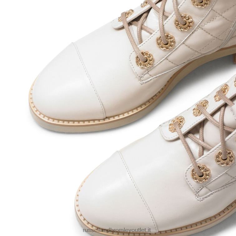 bianco V0V4J284 donne Russell And Bromley stivale stringato trapuntato ringaroses