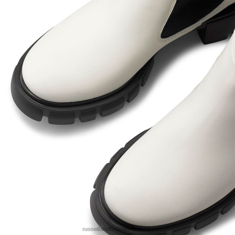 bianco V0V4J305 donne Russell And Bromley stivaletto rotondo con punta arrotondata