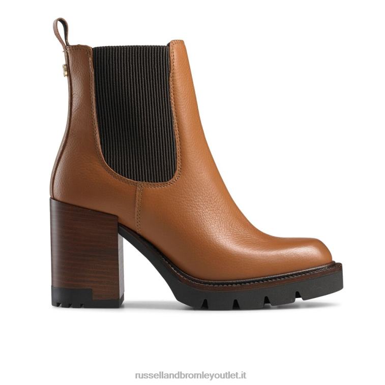 marrone V0V4J318 donne Russell And Bromley blocca lo stivale chelsea con tacchetti