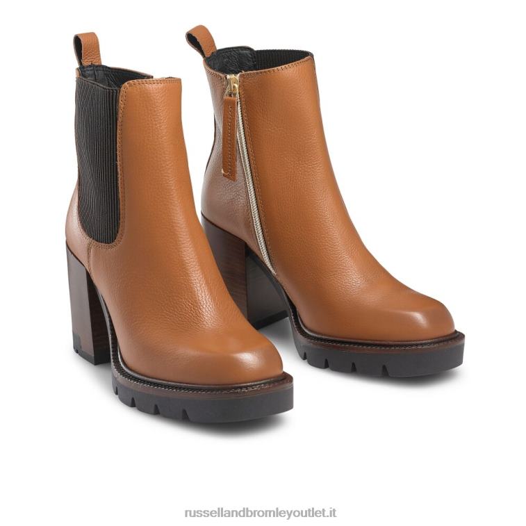 marrone V0V4J318 donne Russell And Bromley blocca lo stivale chelsea con tacchetti