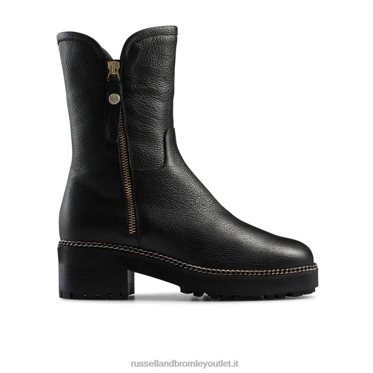 nero V0V4J257 donne Russell And Bromley pantaloncino con zip laterale in shearling ghiacciaio