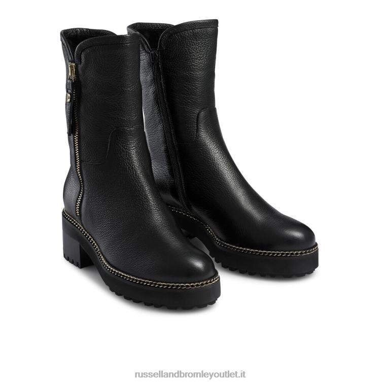 nero V0V4J257 donne Russell And Bromley pantaloncino con zip laterale in shearling ghiacciaio