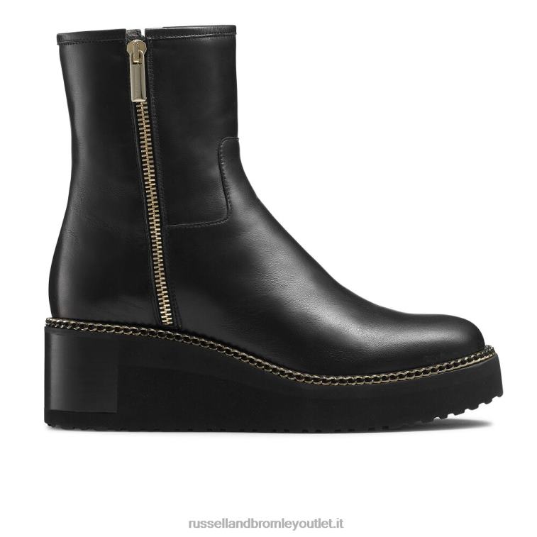 nero V0V4J276 donne Russell And Bromley stivale con doppia zip con zeppa