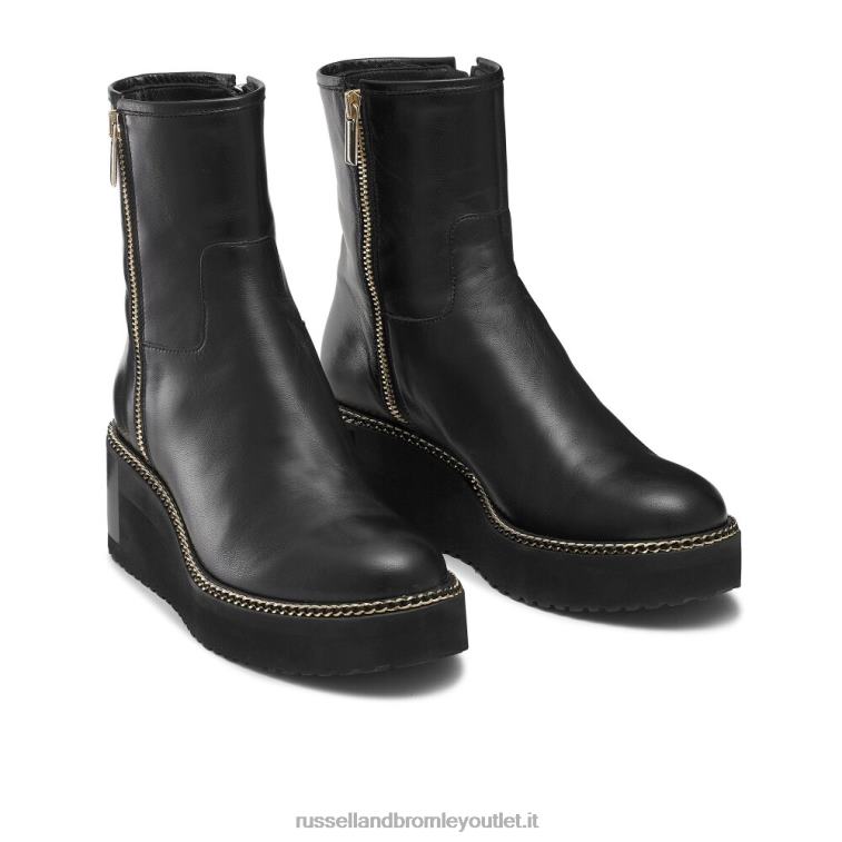 nero V0V4J276 donne Russell And Bromley stivale con doppia zip con zeppa