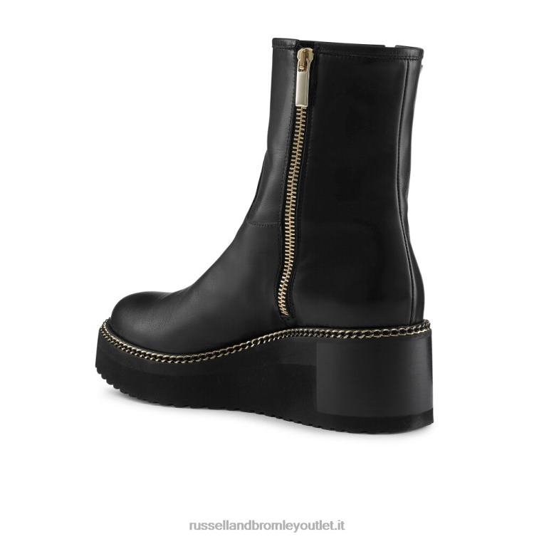 nero V0V4J276 donne Russell And Bromley stivale con doppia zip con zeppa