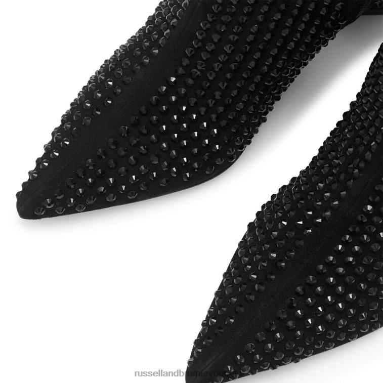 nero V0V4J324 donne Russell And Bromley stivale a punta Roxy con strass