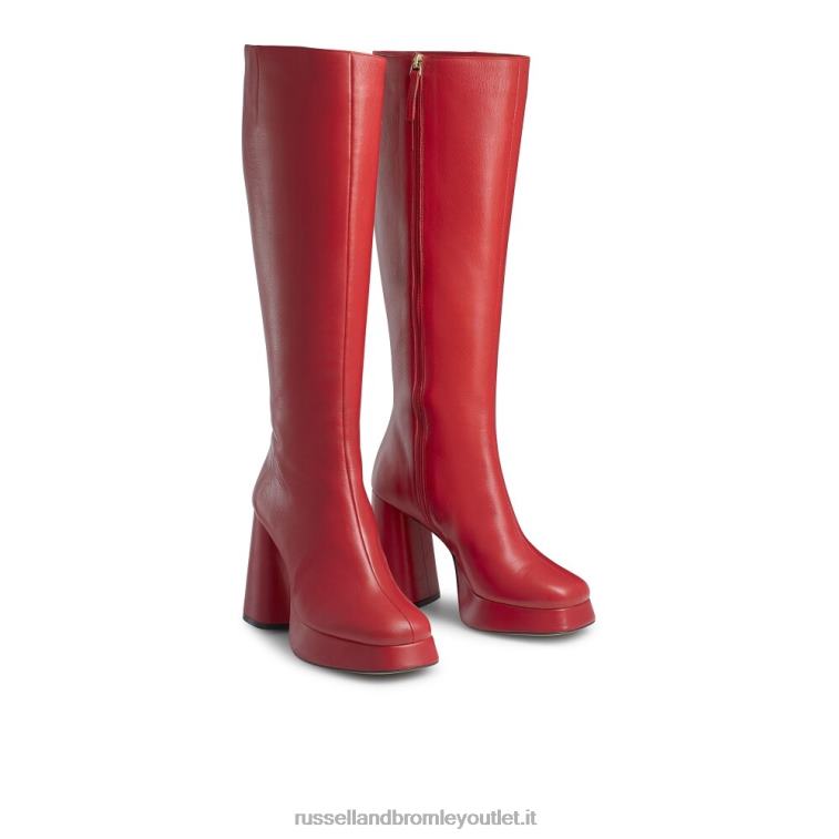 rosso V0V4J361 donne Russell And Bromley stivale alto al ginocchio con plateau