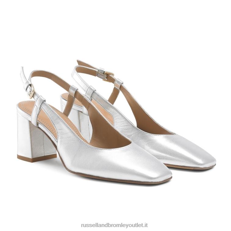 argento V0V4J114 donne Russell And Bromley tacco a blocco slingback torta di zucchero